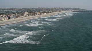 4K aerial stock footage of beachfront residential neighborhoods, Mission Beach, California Aerial Stock Footage | DCA08_151E