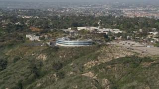 DCA08_162 - 4K aerial stock footage orbit hilltop military scientific facility, Point Loma, California