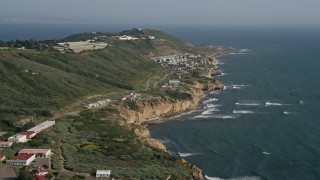 4K aerial stock footage approach coastal cliffs and water treatment plant, Point Loma California Aerial Stock Footage | DCA08_164