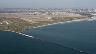 4K aerial stock footage of an island military base, Naval Air Station North Island, California Aerial Stock Footage | DCA08_169