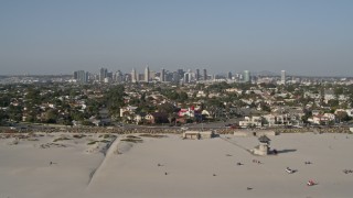 4K aerial stock footage of the city skyline and beachfront property, Downtown San Diego and Coronado, California Aerial Stock Footage | DCA08_214