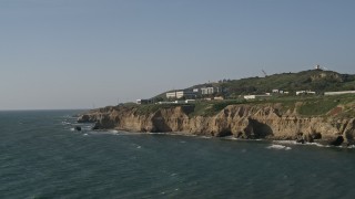 4K aerial stock footage of flying by coastal cliffs in Point Loma, California Aerial Stock Footage | DCA08_221