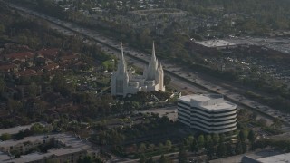 DCA08_263E - 4K aerial stock footage orbit a Mormon temple, La Jolla, California