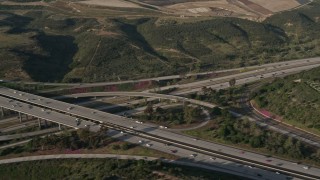 4K aerial stock footage of light traffic on a freeway interchange, San Diego, California Aerial Stock Footage | DCA08_266