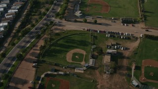 4K aerial stock footage of community sports fields and office buildings, San Diego, California Aerial Stock Footage | DCA08_267