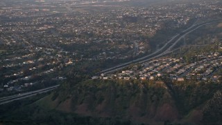 4K aerial stock footage video of suburban neighborhoods and freeway, La Jolla ,California, Sunset Aerial Stock Footage | DCA08_281