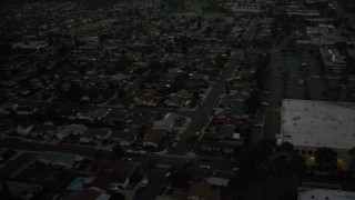 4K aerial stock footage of tract homes and apartment buildings, Serra Mesa, California, twilight Aerial Stock Footage | DCA08_339