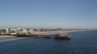 5K aerial stock footage fly low by the end of Santa Monica Pier, California Aerial Stock Footage | DCLA_129