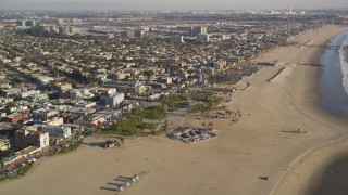 5K aerial stock footage video fly over and tilt to the Venice Beach Park in Venice, California Aerial Stock Footage | DCLA_184