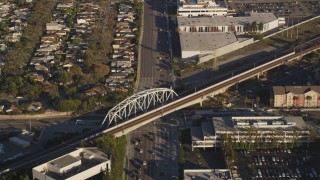 5K aerial stock footage fly over Rosecrans Avenue through Manhattan Beach, California Aerial Stock Footage | DCLA_200