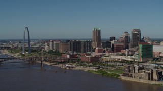 5.7K aerial stock footage of the Gateway Arch and buildings in Downtown St. Louis, Missouri Aerial Stock Footage | DX0001_000611