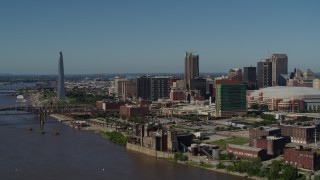 5.7K aerial stock footage of the Gateway Arch and Downtown St. Louis, Missouri buildings Aerial Stock Footage | DX0001_000612