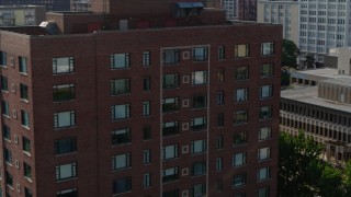 5.7K aerial stock footage approach and orbit a brick office building in Downtown St. Louis, Missouri Aerial Stock Footage | DX0001_000799