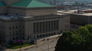 5.7K aerial stock footage of approaching an opera house in Downtown St. Louis, Missouri Aerial Stock Footage | DX0001_000806