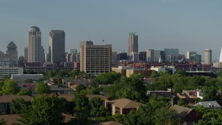 5.7K aerial stock footage of office buildings and skyscrapers Downtown St. Louis, Missouri Aerial Stock Footage | DX0001_000812