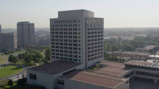 5.7K aerial stock footage of circling an office building in Kansas City, Missouri Aerial Stock Footage | DX0001_001063