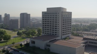 5.7K aerial stock footage of circling around an office building in Kansas City, Missouri Aerial Stock Footage | DX0001_001064