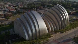 5.7K aerial stock footage orbiting concert hall in Downtown Kansas City, Missouri Aerial Stock Footage | DX0001_001137