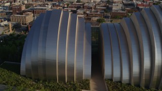 5.7K aerial stock footage an orbit of a concert hall in Downtown Kansas City, Missouri Aerial Stock Footage | DX0001_001138