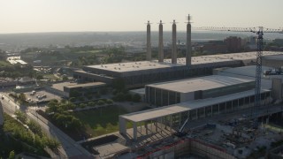 5.7K aerial stock footage of orbiting the convention center in Downtown Kansas City, Missouri Aerial Stock Footage | DX0001_001150