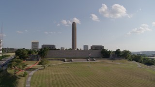 5.7K aerial stock footage of orbiting the WWI memorial and museum in Kansas City, Missouri Aerial Stock Footage | DX0001_001313