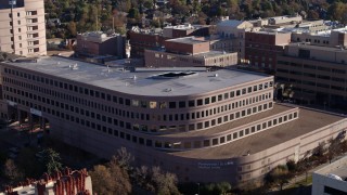 5.7K aerial stock footage of passing by a hospital in Denver, Colorado Aerial Stock Footage | DX0001_001443