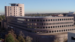 5.7K aerial stock footage of orbiting a hospital in Denver, Colorado Aerial Stock Footage | DX0001_001444