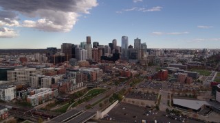 5.7K aerial stock footage flyby the city skyline seen from north of the city, Downtown Denver, Colorado Aerial Stock Footage | DX0001_001533