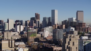 5.7K aerial stock footage of the city's skyline, seen from office buildings in Downtown Denver, Colorado Aerial Stock Footage | DX0001_001665