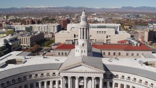 DX0001_001699 - 5.7K aerial stock footage approach the Denver City Council building and ascend, Downtown Denver, Colorado