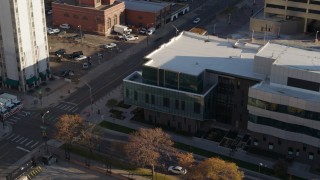 5.7K aerial stock footage approach and flyby a police crime lab in Downtown Denver, Colorado Aerial Stock Footage | DX0001_001798