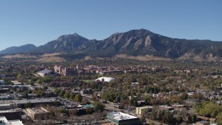 DX0001_001930 - 5.7K aerial stock footage flyby the University of Colorado Boulder and Green Mountain in distance