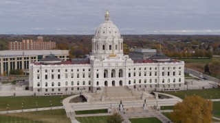 DX0001_002383 - 5.7K aerial stock footage ascend and approach the Minnesota State Capitol in Saint Paul, Minnesota