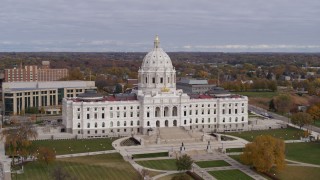 5.7K aerial stock footage ascend to approach the Minnesota State Capitol in Saint Paul, Minnesota Aerial Stock Footage | DX0001_002389