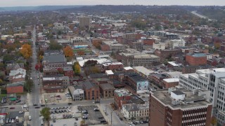 DX0001_002663 - 5.7K aerial stock footage approach brick buildings in downtown in Covington, Kentucky