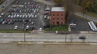 5.7K aerial stock footage of a small brick police station in Columbus, Ohio Aerial Stock Footage | DX0001_002708