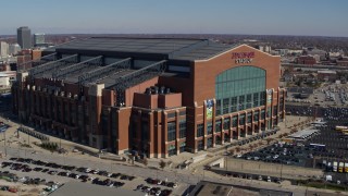 5.7K aerial stock footage orbit around a football stadium in Indianapolis, Indiana Aerial Stock Footage | DX0001_002815