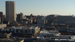 DX0001_002886 - 5.7K aerial stock footage flyby and away from the Indiana State House in Downtown Indianapolis, Indiana