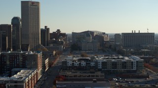 5.7K aerial stock footage approach and flyby the Indiana State House in Downtown Indianapolis, Indiana Aerial Stock Footage | DX0001_002888