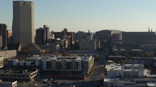 5.7K aerial stock footage fly away from the Indiana State House in Downtown Indianapolis, Indiana Aerial Stock Footage | DX0001_002889