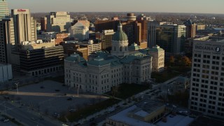 DX0001_002908 - 5.7K aerial stock footage orbit the Indiana State House in Downtown Indianapolis, Indiana