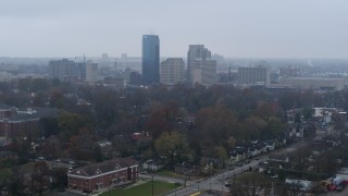 5.7K aerial stock footage of the city skyline seen from residential neighborhoods, Downtown Lexington, Kentucky Aerial Stock Footage | DX0001_003205