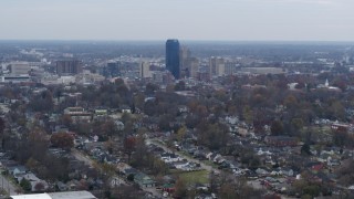 5.7K aerial stock footage stationary view of city skyline from neighborhoods, Downtown Lexington, Kentucky Aerial Stock Footage | DX0001_003227