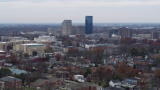 5.7K aerial stock footage a stationary view of the city's skyline in Downtown Lexington, Kentucky Aerial Stock Footage | DX0001_003240