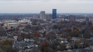 5.7K aerial stock footage of skyscrapers in the city skyline of Downtown Lexington, Kentucky Aerial Stock Footage | DX0001_003242