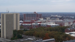 5.7K aerial stock footage of flying by dorms at the University of Kentucky campus, Lexington, Kentucky Aerial Stock Footage | DX0001_003254