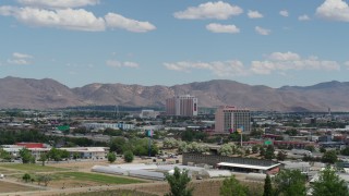 5.7K aerial stock footage of a static view the Grand Sierra and Ramada hotels in Reno, Nevada Aerial Stock Footage | DX0001_004_008