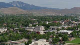 DX0001_007_002 - 5.7K aerial stock footage of the Nevada State Capitol dome and other government buildings in Carson City, Nevada