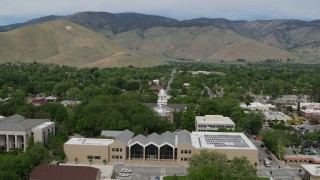 5.7K aerial stock footage approach the Nevada State Capitol and State Library in Carson City, Nevada Aerial Stock Footage | DX0001_007_017