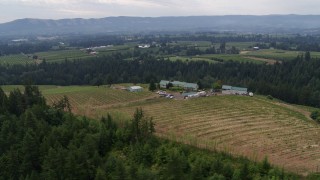 5.7K aerial stock footage orbit of a winery and vineyard, Hood River, Oregon Aerial Stock Footage | DX0001_015_005